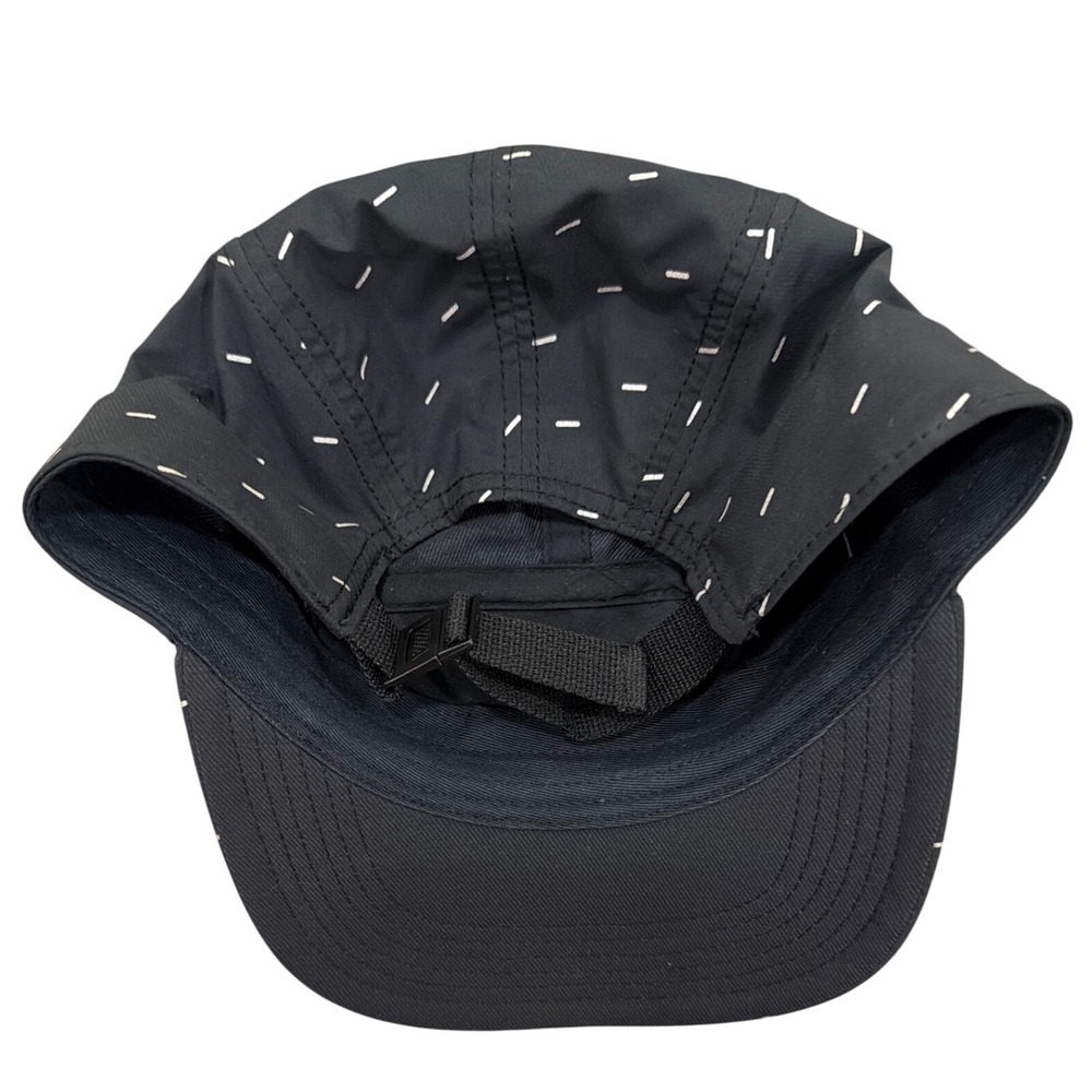 Nike AW84 5 Panel Running Hat Black White Dash Pattern Adjustable Swoosh Cap - Picture 6 of 6